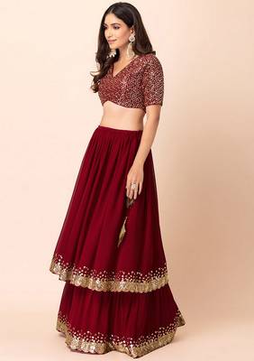 Red Beautiful Georgette Fabric Bollywood Style Girlie Lehenga Set 4