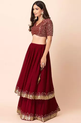 Red Beautiful Georgette Fabric Bollywood Style Girlie Lehenga Set