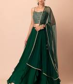 Green Beautiful Georgette Fabric Bollywood Style Girlie Lehenga Set