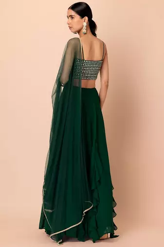 Green Beautiful Georgette Fabric Bollywood Style Girlie Lehenga Set