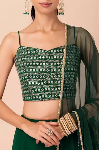 Green Beautiful Georgette Fabric Bollywood Style Girlie Lehenga Set