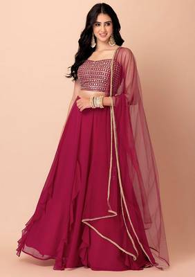 Pink Beautiful Georgette Fabric Bollywood Style Girlie Lehenga Set 1