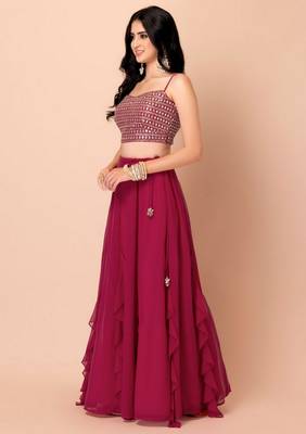Pink Beautiful Georgette Fabric Bollywood Style Girlie Lehenga Set 4