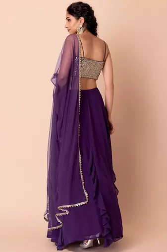 Purple Beautiful Georgette Fabric Bollywood Style Girlie Lehenga Set