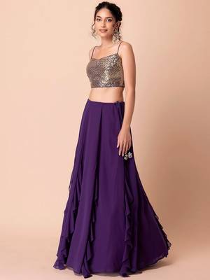 Purple Beautiful Georgette Fabric Bollywood Style Girlie Lehenga Set 4