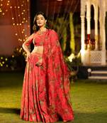 Gajri Chinon Fabric Designer Floral Printed Lehenga Choli