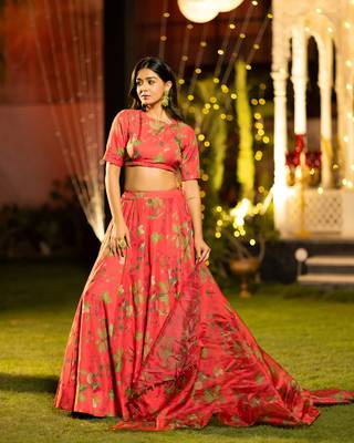 Gajri Chinon Fabric Floral Printed Lehenga Choli 3