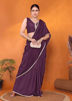 Magenta embellished pure georgette bollywood saree with blouse piece 1