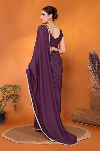 Magenta embellished pure georgette bollywood saree with blouse piece