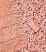 Peach organza sequins dress material with dupatta