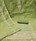 Green gold crush fabric embroidered dress material set