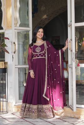 Wine designer readymade long kurti  with Embroidery Sequins-work 5