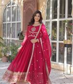 pink designer readymade long kurti  with Embroidery  Sequins-work