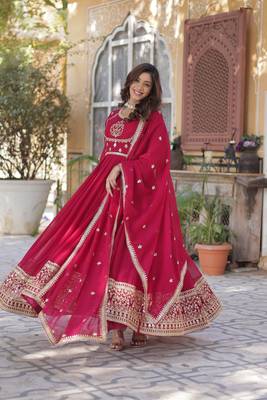 pink designer readymade long kurti  with Embroidery  Sequins-work 4