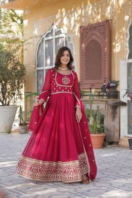pink designer readymade long kurti  with Embroidery  Sequins-work 5