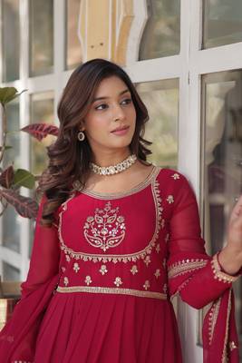 pink designer readymade long kurti  with Embroidery  Sequins-work 6