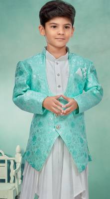 Off white kurta pajama with full jacket two pice set 2