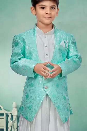 Off white kurta pajama with full jacket two pice set