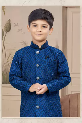 Black computer amrodery all over sherwani stone work indo