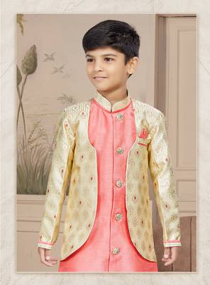Gold ulfi zari jackard and silk thread work indo 2