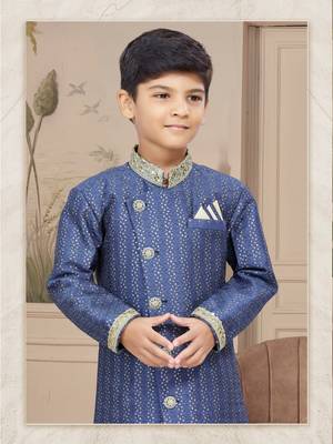 Gold computer amrodery all over sherwani stone, thread work indo 2