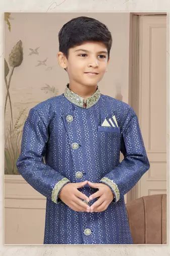 Gold computer amrodery all over sherwani stone, thread work indo