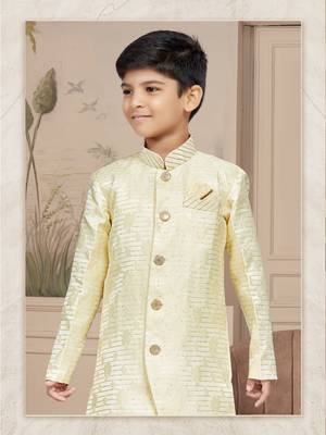 Gold all over thread and stone work indowestern sherwani 2