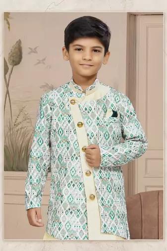 Gold havy  indowestern sherwani with  less work with fansy batton