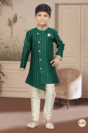 Gold computer amrodery all over sherwani stone, thred work indo