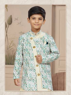 Gold computer amrodery all over sherwani stone, thread work indo 2