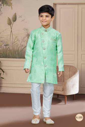 Off white all over thread and stone work indowestern sherwani