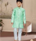 Off white all over thread and stone work indowestern sherwani