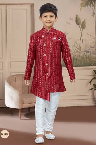 Off white computer amrodery all over sherwani stone, thread work indo