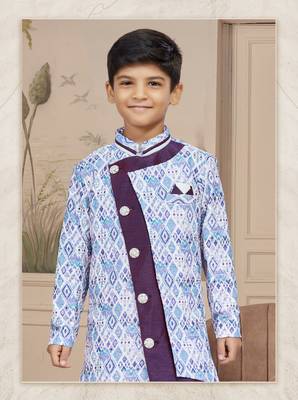 Off white havy classic indowestern sherwani with thread and less work with extra palla 2