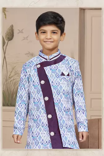 Off white havy classic indowestern sherwani with thread and less work with extra palla