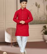 Off white rayon full amrodery with stone and thread work chikankari kurta