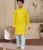 Off white rayon full amrodery with stone and thread work chikankari kurta