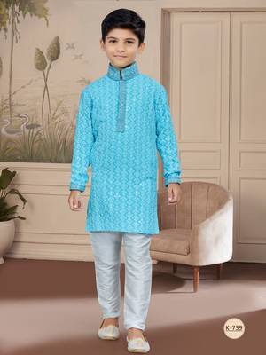 Off white rayon full amrodery with stone and thread work chikankari kurta 1