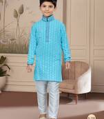 Off white rayon full amrodery with stone and thread work chikankari kurta