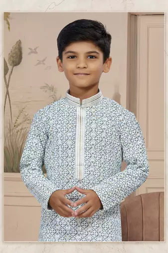 Off white rayon full amrodery with stone and thread work chikankari kurta