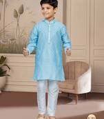 Off white zari booti with thread work kurta pajama