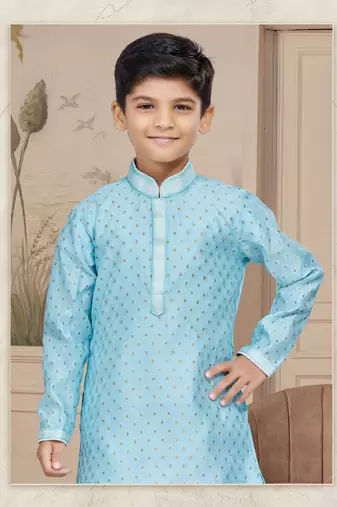 Off white zari booti with thread work kurta pajama