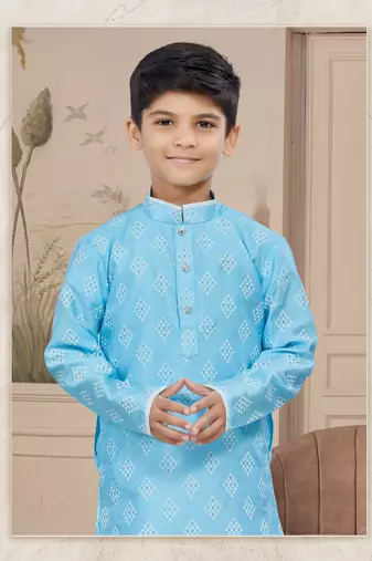 Off white degital printed thread work kurta pajama