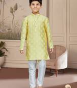 Off white degital printed thread work kurta pajama