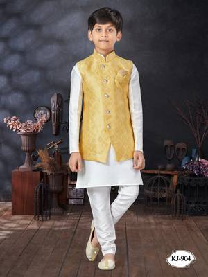Off white  kid's jacket kurta pajama set 1