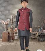 Black  kid's jacket kurta pajama set