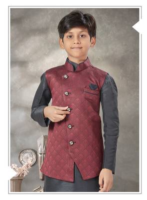 Black  kid's jacket kurta pajama set 2