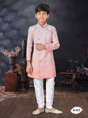 Off white double sheded printed indowestern with fancy botton 1