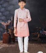 Off white double sheded printed indowestern with fancy botton