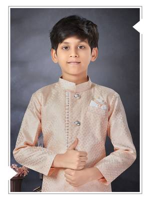 Off white jackard indowestern with thread work & potali fancy botton 2